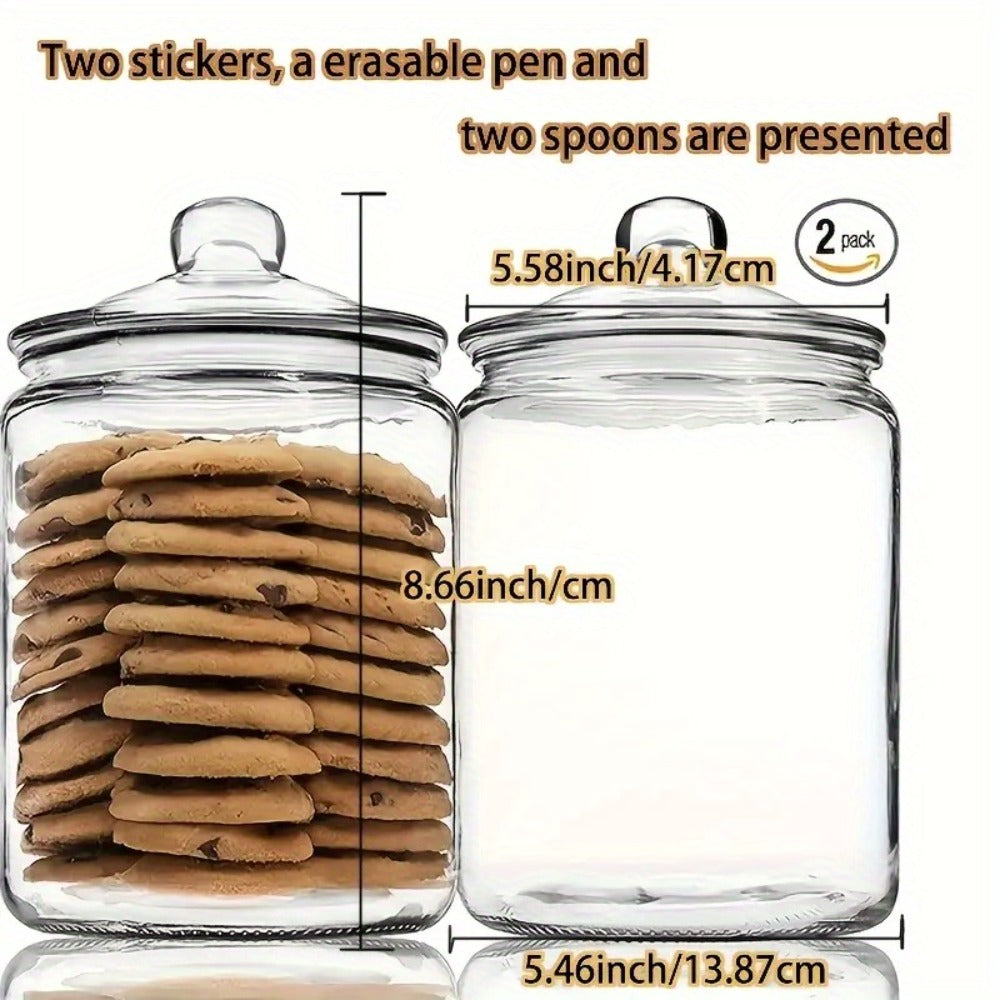 Two-Piece Round Glass Pantry Jar Set with Flip-Top Lids for Cookies, Candy and Pasta Storage
