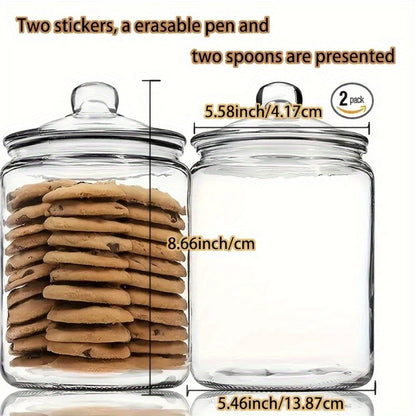 Two-Piece Round Glass Pantry Jar Set with Flip-Top Lids for Cookies, Candy and Pasta Storage