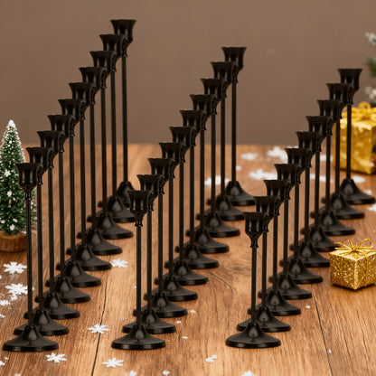Cone Candle Holders Set of 30, Bulk Metal Candle Stands, Vintage Taper Candle Holders for Home Decor, Fireplace Centerpiece, Festive Dining Table Decorations