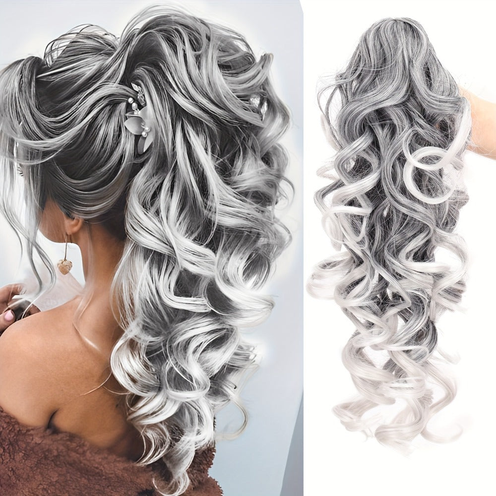 Hair Extensions Kinky-Curly 16-Inch Synthetic Ponytail with Claw Clip and Seven Color Options