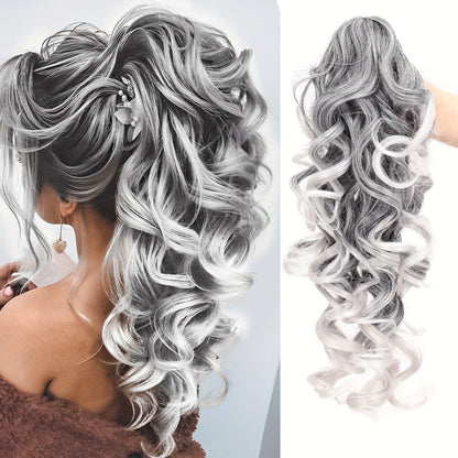 Hair Extensions Kinky-Curly 16-Inch Synthetic Ponytail with Claw Clip and Seven Color Options