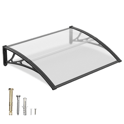 Window Awning Door Canopy Polycarbonate Overhang, UPF 50+ UV & Rain Protection, Leak-Proof Hollow Sheet