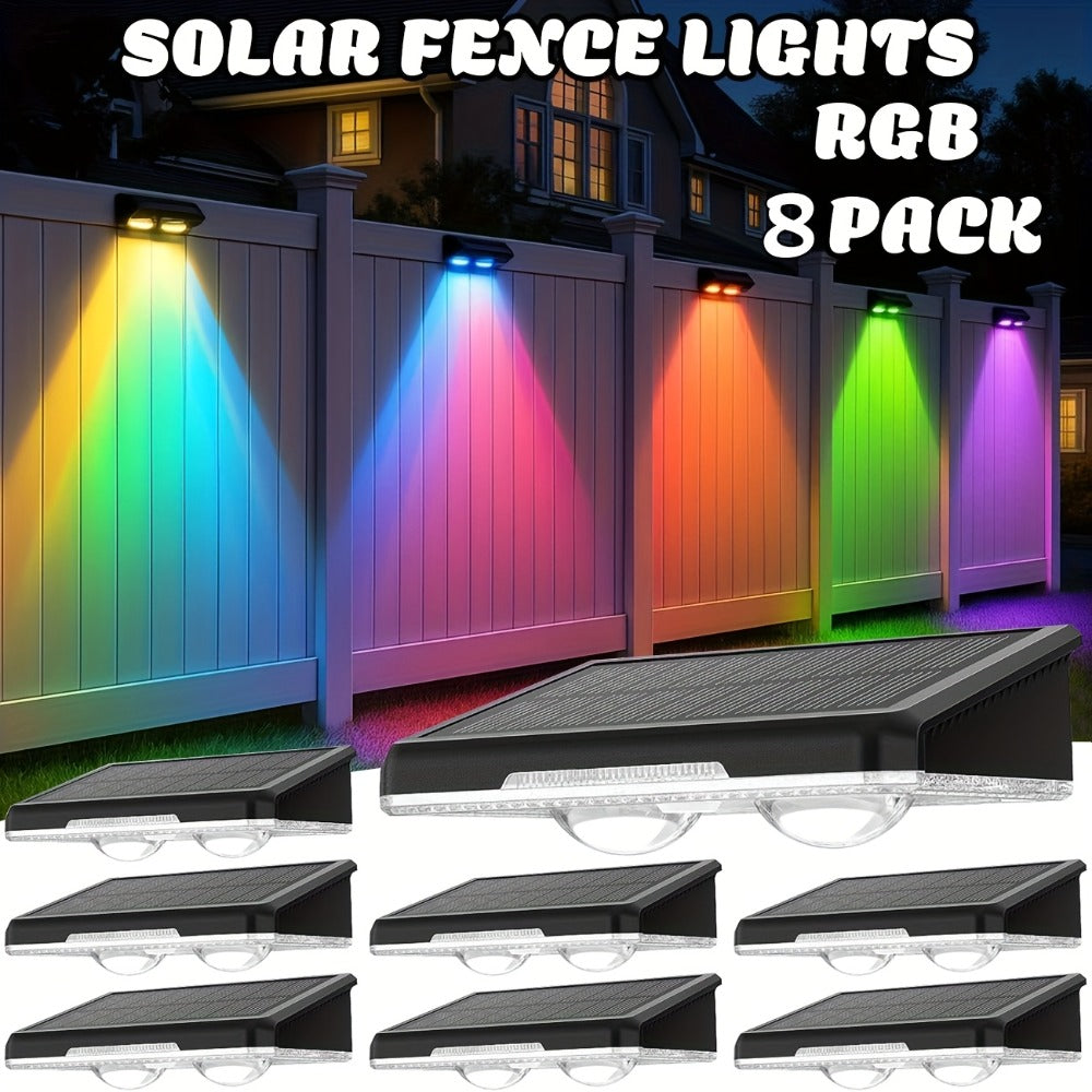 Solar Garden Light Fence Wall Fixtures with 9 Modes, Dusk Sensor and 4 or 8-Pack Options for Outdoor Garden Decor
