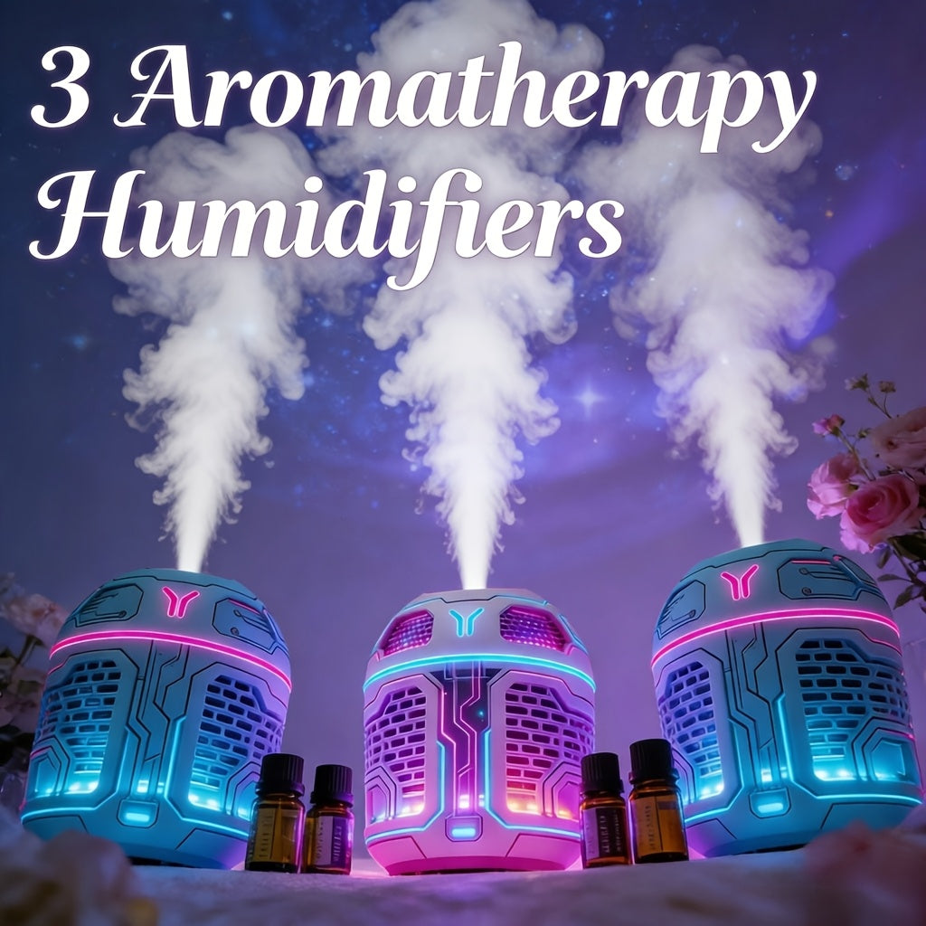 Mini Aromatherapy Humidifier Set of 3 Cool Mist Diffuser with Odor Eliminator No Filter USB Low Voltage for Car Bedroom Dorm Office Desktop Air Freshener Gift for Women Room Decor