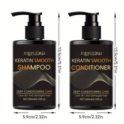 Keratin Smooth Shampoo and Conditioner in 200mL Pump Bottles with Duo, Shampoo-Only or Conditioner-Only Options
