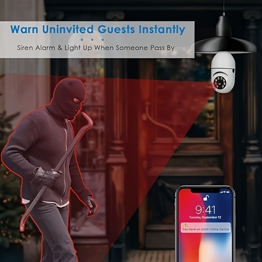 Light Bulb Security Camera 2-Pack 4MP E27 WiFi – Full Color Night Vision, Motion Detection Alerts, Two-Way Audio, Wide Angle, IP54 Weatherproof Indoor Outdoor Surveillance Camera