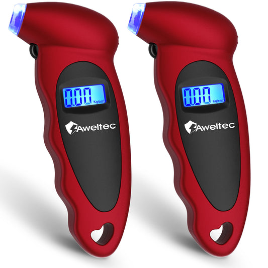 Digital Tire Pressure Gauge 2-Pack 150 PSI - Backlit LCD, 4 Modes PSI/Bar/KPA/Kgf, Non-Slip Grip for Car, Truck, Motorcycle & Bicycle