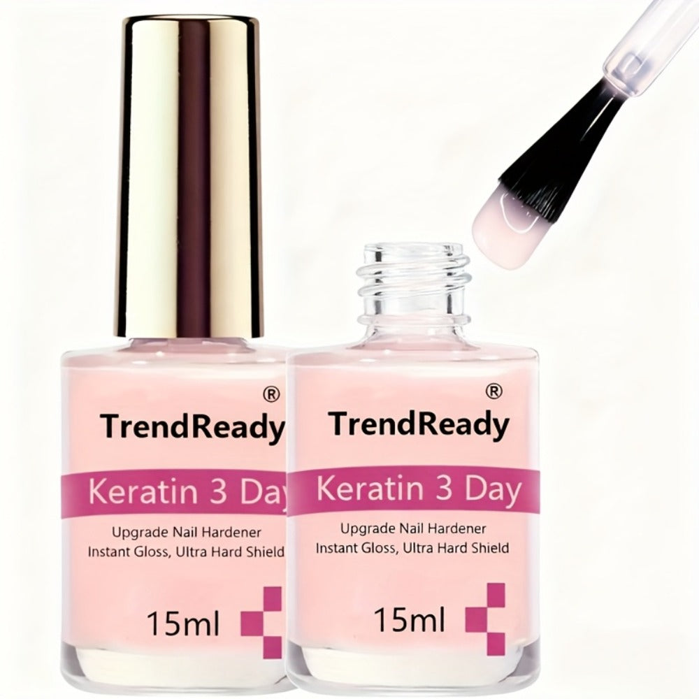 Pink-Label Nail Care Coating Two-Pack in 15 ml Square Bottles with Gold Caps and Brush Applicators