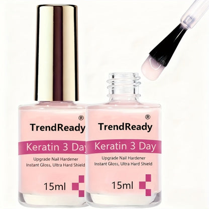 Pink-Label Nail Care Coating Two-Pack in 15 ml Square Bottles with Gold Caps and Brush Applicators