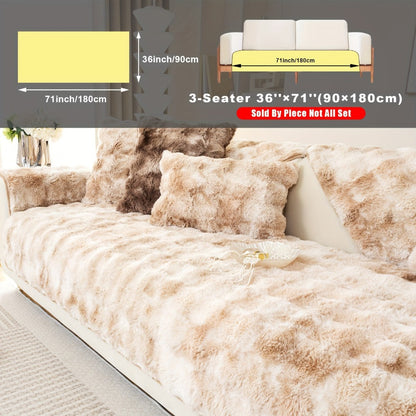 Sofa Cover, Faux-Lamb Plush Gradient Couch Pad in Five Colors with Armchair, Backrest and Seat Sizes