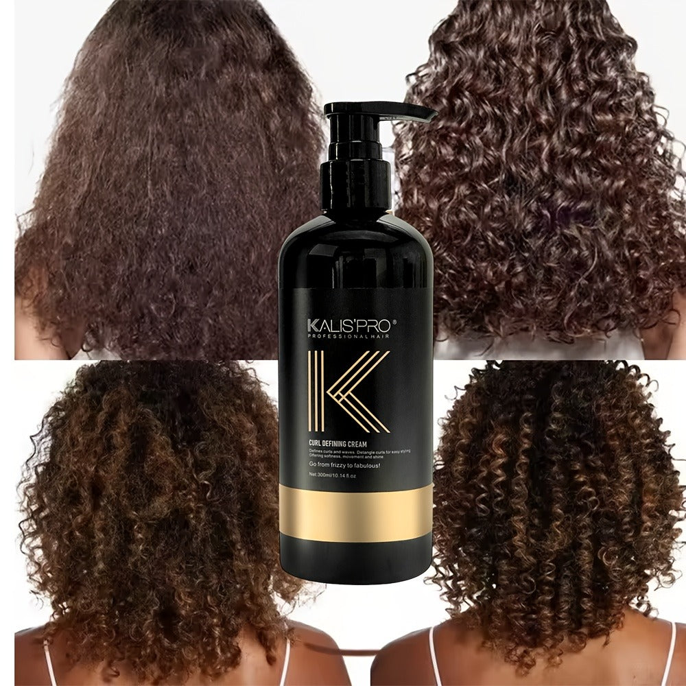 Curl Defining Cream with Detangling Brush Set 10.14 oz — Anti-Frizz Curl Enhancer, Long-Lasting Bouncy Curls, Non-Sticky Lightweight Hold, Salon Quality for Curly Wavy & Coily Hair, Women & Men