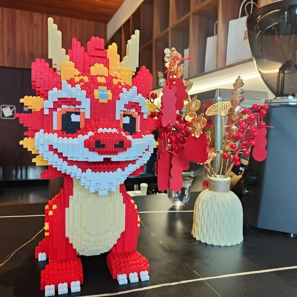 4500-Piece Chinese Dragon 3D Assembly Set in Mixed Colors, Model 8843 for Adult Holiday Display Decor