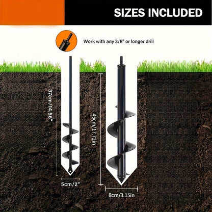 Garden Auger Bit 4-Inch Heavy Duty Nickel-Coated Drill Bit with Long Handle - Portable Soil Auger for Digging Hard Clay, Rocky Soil, Planting Bulbs, Soil Aeration & Home Gardening