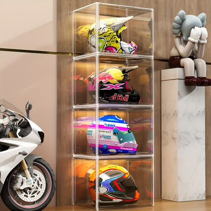 XL Clear Stackable Acrylic Storage Bin with Magnetic Lid, 50L Foldable Display Organizer in One- or Two-Piece Options