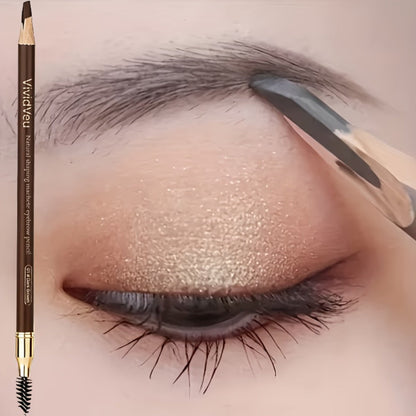 Four-Color Wood Eyebrow Pencil Set with Sharpened Brown-Tone Tips, Spoolie Ends and Approx. 20 cm Length