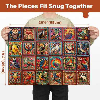 1000-Piece Bird Crochet Jigsaw Puzzle for Adults with Lettered Backs and Full-Color Reference Poster