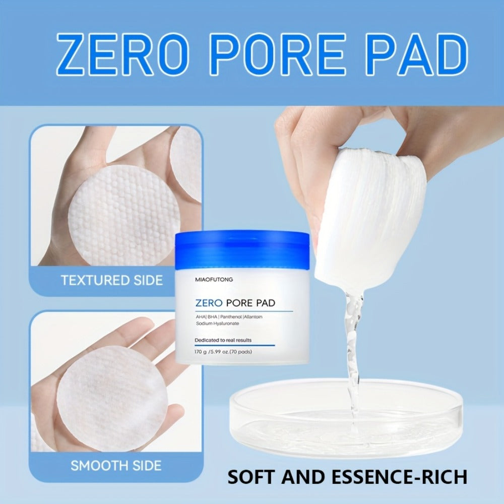 Exfoliating Cleansing Pads with Hyaluronic Acid & Rose Water 70 Count - Dual-Texture Deep Pore Cleansing Moisturizing Wipes Camellia Extract All Skin Types Women Daily Skincare