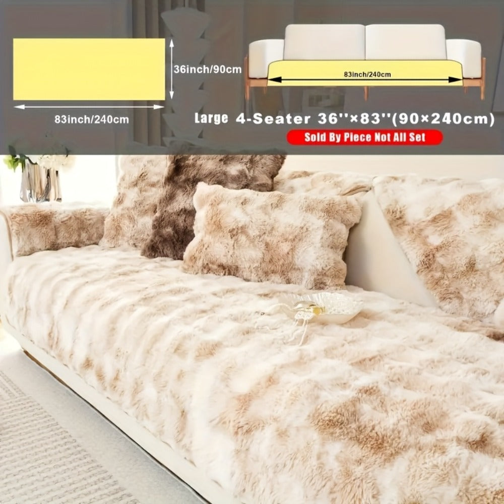 Sofa Cover, Faux-Lamb Plush Gradient Couch Pad in Five Colors with Armchair, Backrest and Seat Sizes