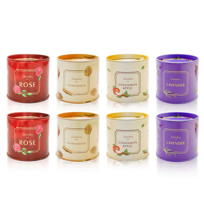 30oz Four-Scent Candle Set in Metal Jars with Fitted Lids, Single-Set or Two-Set Package Options