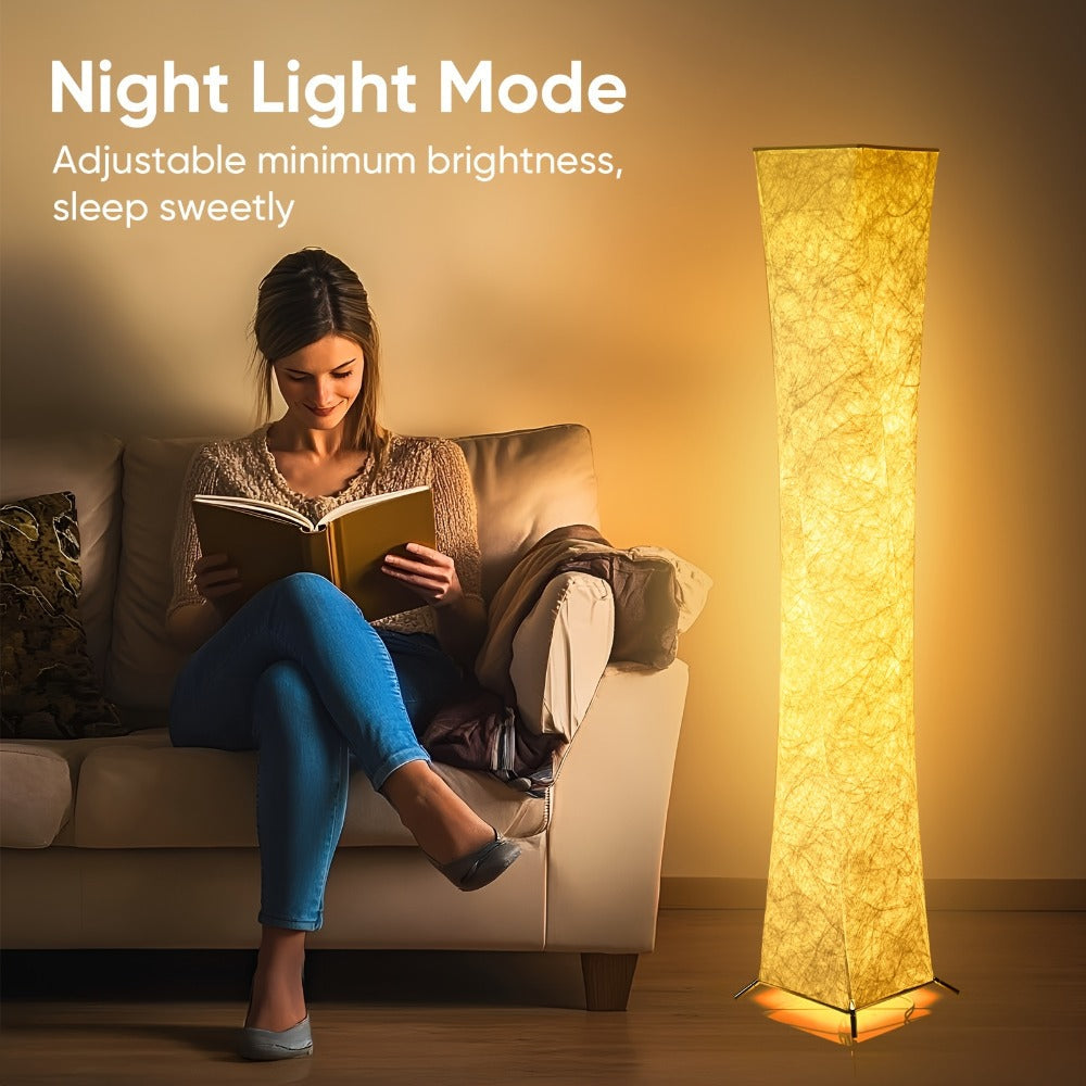 52-Inch Rectangular Fabric Column Floor Lamp with 3000K, 4500K and 6000K Modes plus Handheld Remote