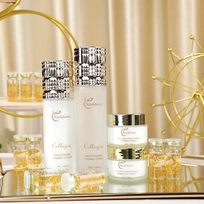 Skincare Set with Beautyluress Label, 14 Collagen Hyaluronic Acid and Niacinamide Product Pieces