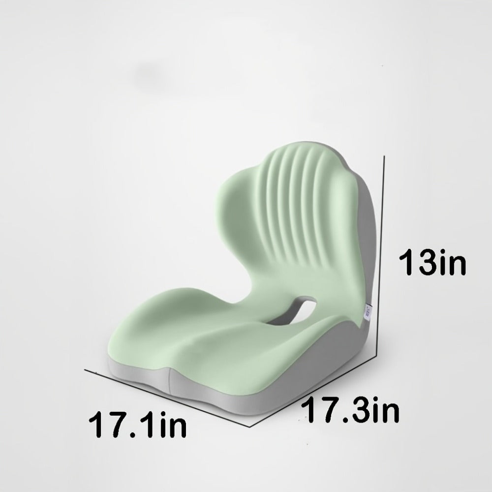 Contoured Seat Cushion with Hip and Lumbar Support Shape in Six Gray, Pink, Black, White or Green Styles