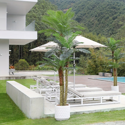Artificial Palm Tree Outdoor 8FT & 10FT – Large UV Resistant Faux Tropical Palm Plant with Cement Base, Realistic Fake Golden Cane Palm for Patio, Poolside, Balcony & Indoor Home Office Decor