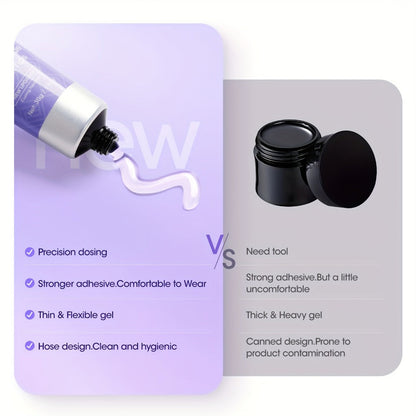 30 g Press-On Nail Glue Gel Kit with UV Lamp, 60 ml Remover and Buffer for Nail Tips and Rhinestones