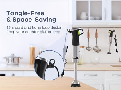 9-in-1-Labeled Immersion Blender Set with Time Display, Chopper, Beaker, Whisk and Frother