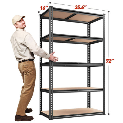 Heavy Duty Garage Shelving Unit 5-Tier Metal Storage Shelf – 2000/2500 LBS Capacity Adjustable Steel Shelves for Garage, Basement & Warehouse | 60"/72" H Utility Rack for Kitchen, Pantry & Workshop
