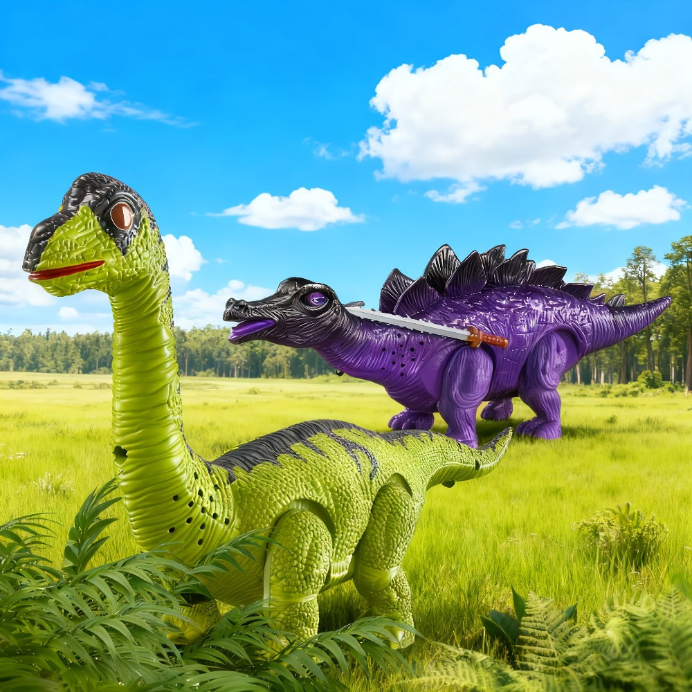 Electric Walking Dinosaur Toys Set of 3 with Sound, Light & Walking Functions – Interactive Moving Dino Toy Collection, Birthday Christmas Gift for Boys Girls Ages 3-7