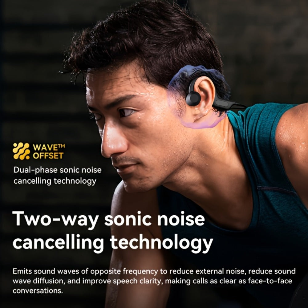 Open Ear Air Conduction Headphones Wireless, Mosyxe Sport Earphones with Noise Cancelling Mic, Seamless Bluetooth Pairing, Lightweight Open-Ear Design for Running Cycling Hiking Gym Outdoor Sports