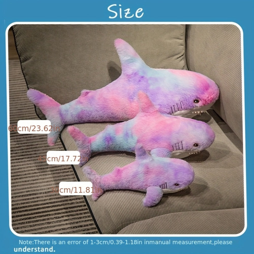 Plush Toy – Jumbo Shark Pillow 24-Inch in Blue, Grey, Blue-Pink or Rainbow Colorways and Ocean Decor