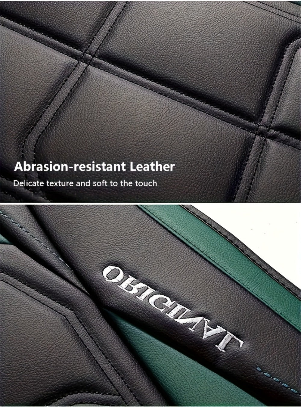 Car Seat Covers Sporty Faux Leather Full-Coverage Front Seat Design in Green or Blue Options