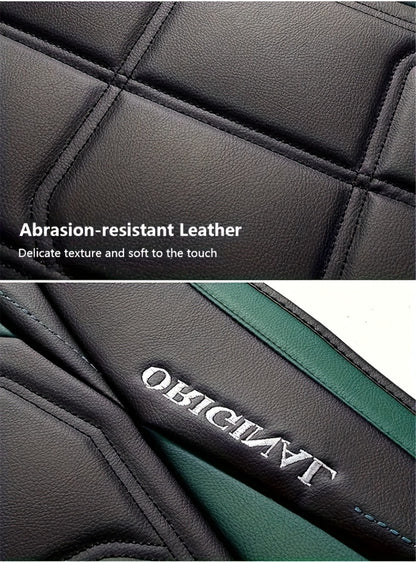 Car Seat Covers Sporty Faux Leather Full-Coverage Front Seat Design in Green or Blue Options