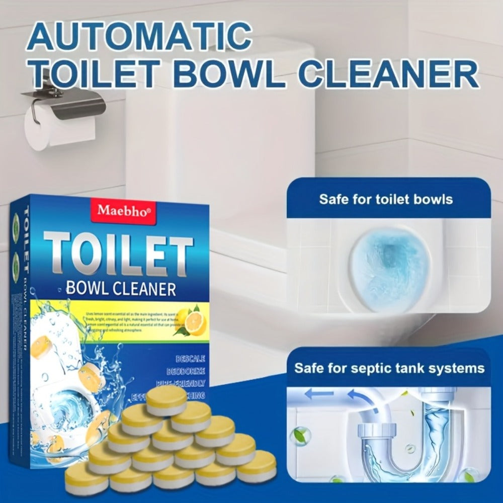 Toilet Cleaning Tablets Effervescent Lemon Scent 12/24pcs - Multi-Functional Toilet Bowl Cleaner Tablets, Stubborn Stain Remover & Deodorizer, Flushable Toilet Cleaner for Deep Clean & Fresh Bathroom