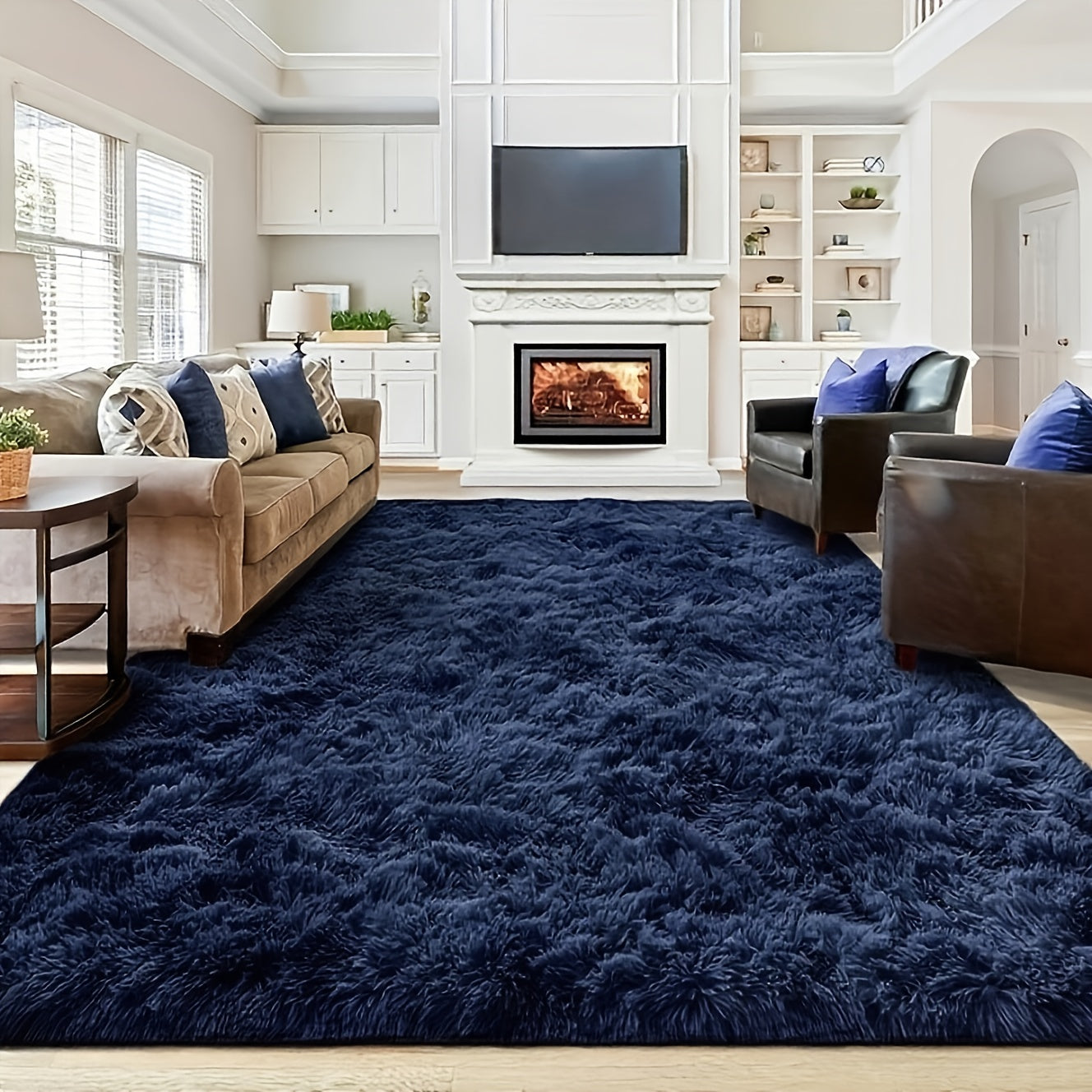 Gradient and Solid-Color Plush Shag Area Rug in 4 x 6, 5 x 8 or 6 x 9-Foot Checkout Options