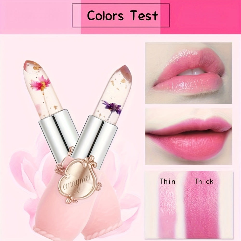 Jelly Lip Balm Set 6 Pack Color Changing — Temperature-Sensitive Dried Flower Extract, Sheer Moisturizing Clear Gloss, Natural Pink Tint, Long-Lasting Hydration Lip Care for Women
