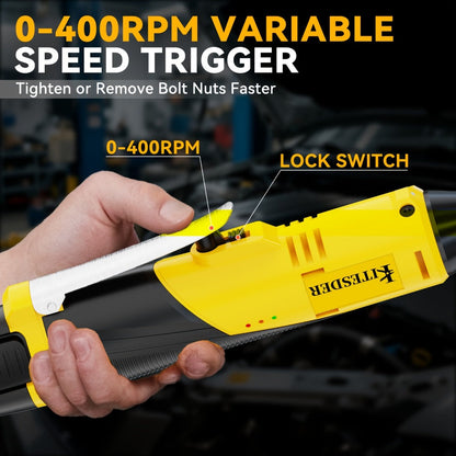 12V Electric Ratchet Wrench Set 400 RPM, 3/8" Cordless Power Ratchet Tool Kit with Variable Speed