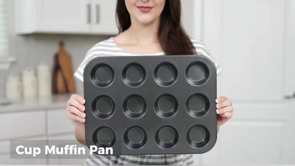 Nonstick Bakeware Set with Cooling Rack Cookie Sheet Cake Pans Loaf Muffin Pizza Pan Baking Pans Set for Kitchen 6 14 15 Piece