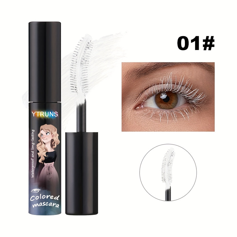 YTRUNS Colored Mascara in Six Shades from White and Brown to Black, Green, Blue or Purple with Curved Wands