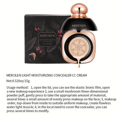 Air Cushion CC Cream Concealer Foundation MERCILEN Moisturizing Buildable Coverage Natural Dewy Finish – Hydrating Long-Lasting Face Makeup for Sensitive Skin Women All Skin Types