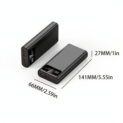 30000mAh Portable Charger with Bidirectional Fast Charging Dual USB & USB-C Power Bank High Capacity Battery Pack for iPhone Android Samsung Tablet Travel Outdoor Emergency