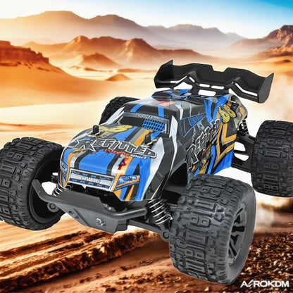 Remote Control Car, Red 4WD Monster Truck with 2.4GHz Control, Large Off-Road Tires and Four-Wheel Drive Layout