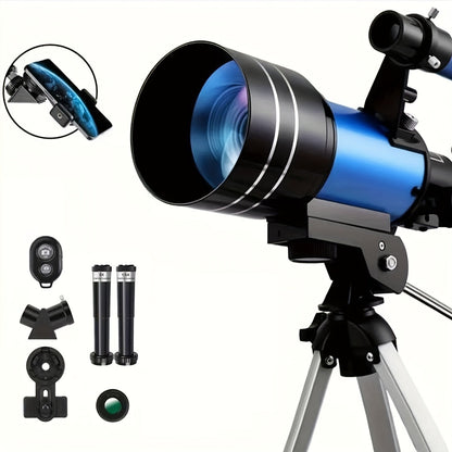 150X Astronomical Telescope 70mm Aperture with Tripod Phone Adapter Wireless Remote Control High Magnification Portable Refractor Telescope for Adults Kids Stargazing Moon Watching