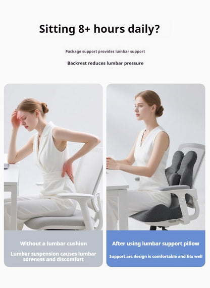Lumbar Support Cushion & Seat Cushion Set – Ergonomic Office Chair Pillow for Lower Back Pain Relief, Breathable Memory Foam Waist & Hip Support for Home, Car & Desk Chair