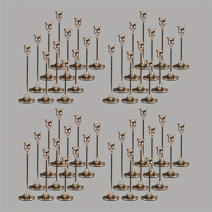 Copper Plated Candlestick Holders Bulk Set – Retro Minimalist Taper Candle Holders for Wedding Birthday Christmas Dining Table Fireplace Decor