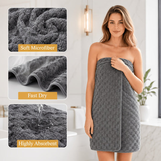 Bath Towels Set Single or 4-Piece 800GSM Oversized Microfiber Towels 32 x 64 Inch for Home and Guest Use