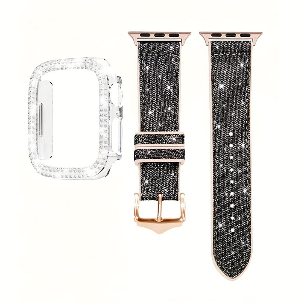Rhinestone Mesh Watch Band and Matching Case Set for Apple Watch in 19 Color-and-Size Options