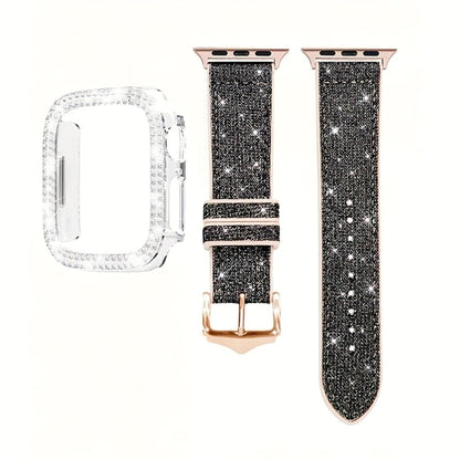 Rhinestone Mesh Watch Band and Matching Case Set for Apple Watch in 19 Color-and-Size Options